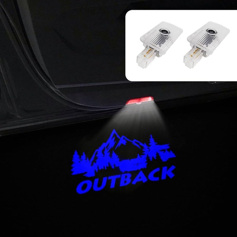uunonaha 2 pcs Non-Fading Outback LED Car Door Logo Lights Courtesy Projector Laser Welcome Light Ghost Shadow Outback Accessories Puddle lamp Compatible with Outback(Outback-Blue-HD) - Image 2